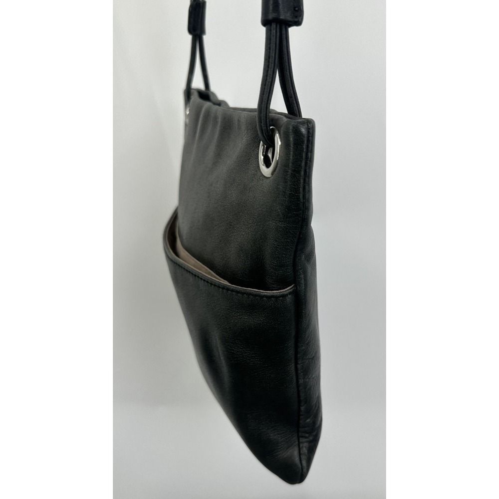MARGOT New‎ York Black Leather Slim Small Crossbody Bag Zipper Purse 9x8" - Picture 3 of 14